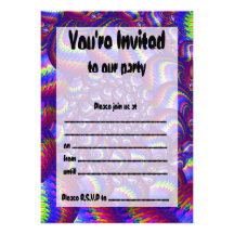 Purple and Blue Balls Fractal Pattern Custom Invites