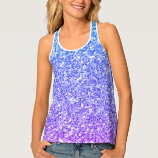 Purple And Blue Glitter And Sparkles Pattern Tank Top