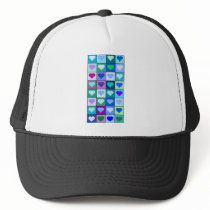 Purple and Blue Heart Squares Hat