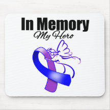 Purple and Blue Ribbon In Memory of My Hero Mouse Pad