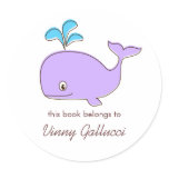 Purple and blue Whale Bookplates stickers