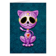 Purple and Blue Zombie Sugar Kitten Card