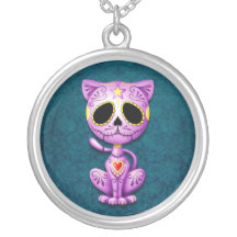 Purple and Blue Zombie Sugar Kitten Necklace