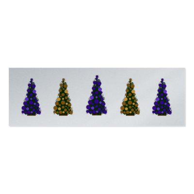 Purple and Gold Christmas Tree Slim Gift Tag Business Card Template by HolidayFun