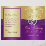 Purple and Gold Joined Hearts Wedding Program Custom Flyer