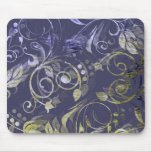 Purple and Green Batik Floral Abstract Mousepad