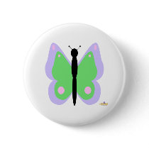 Purple And Green Butterfly Button