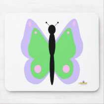 Purple And Green Butterfly Mouse Mats