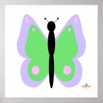 Purple And Green Butterfly Print