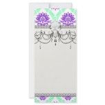 purple and green damask rack cards