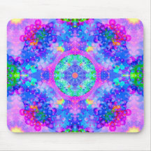 Purple and Green Kaleidoscope Fractal Mousepad