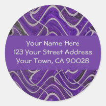 purple and grey address labels round stickers