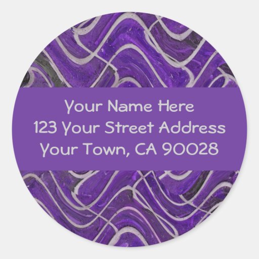 purple and grey address labels round stickers
