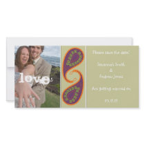 Purple and Orange Paisley Save the Date Your Photo