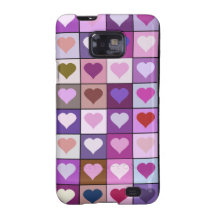 Purple and Pink Heart Squares Samsung Galaxy S Cover