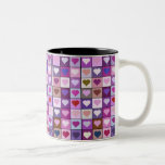 Purple and Pink Heart Squares Coffee Mug