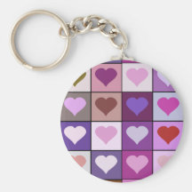 Purple and Pink Heart Squares Key Chain