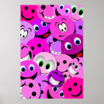 PURPLE AND PINK SMILEY FACES COLLAGE POSTER posters