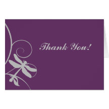 Purple and Silver Dragonfly Thank You Greeting Card