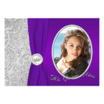 Purple and Silver Photo Quinceanera Invitation