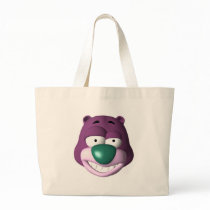 purple and teal goofy bear face tote bags