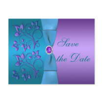 Purple and Turquoise Floral Save the Date