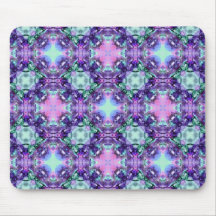 Purple and Turquoise Hippy Fractal Pattern Mouse Mat