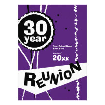 Purple and White 30 Year Class Reunion Invitation