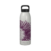 Purple and White Abstract Daisy Water Bottle