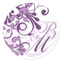 Purple and White Abstract Floral Envelope Seal