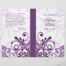 Purple and White Abstract Floral Wedding Program Flyer