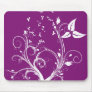Purple and White Abstract Plant Mouse Pads