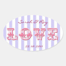 Purple and white Candy stripe love sticker