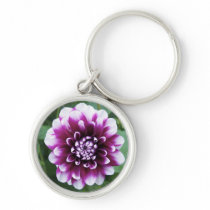 Purple and White Dahlia Keychains