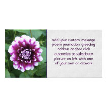 Purple and White Dahlia Personalized Photo Card