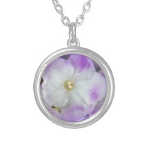 Purple and White Fancy African Violets Necklaces