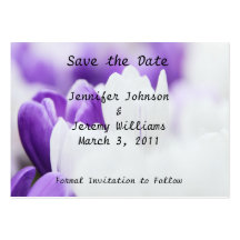 Purple and White Floral Save the Date Business Card Template