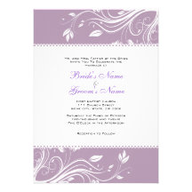 Purple and White Floral Swirls Wedding Invitation