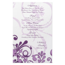 Purple and White Floral Wedding Menu Card