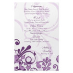 Purple and White Floral Wedding Menu Card flyers