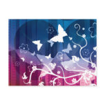 Purple and White Flowers and Butterflies Postcard
