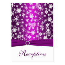 Purple and White Snowflakes Enclosure Card Business Card