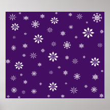Purple and white snowflakes pattern posters