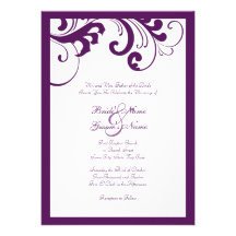 Purple and White Swirls Frame Wedding Invitation