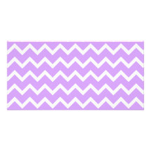 Purple and White Zigzag Stripes. Custom Photo Card