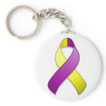 Purple and Yellow Awareness Ribbon Keychain
