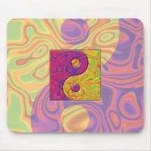 Purple and Yellow Yin Yang Symbol Mousepad