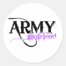 Purple Army Girlfriend Round Stickers
