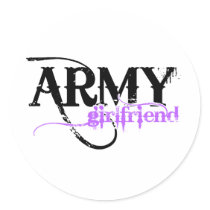 Purple Army Girlfriend Round Stickers