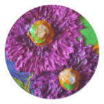 Purple Asters Round Sticker